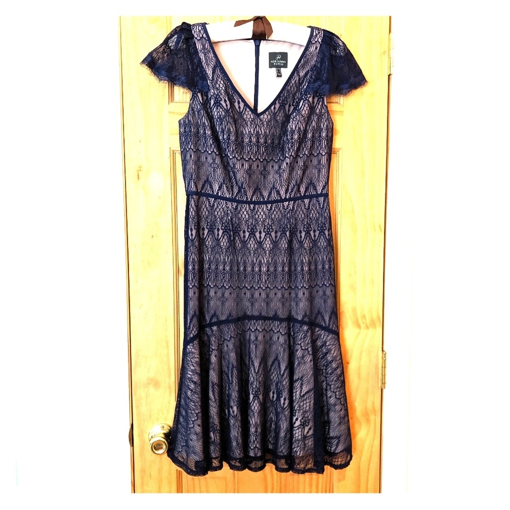 Adrianna Papell lace overlay dress, size 4